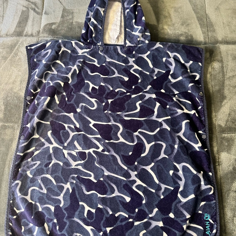 Olian Blue Camo Hooded Swim Poncho